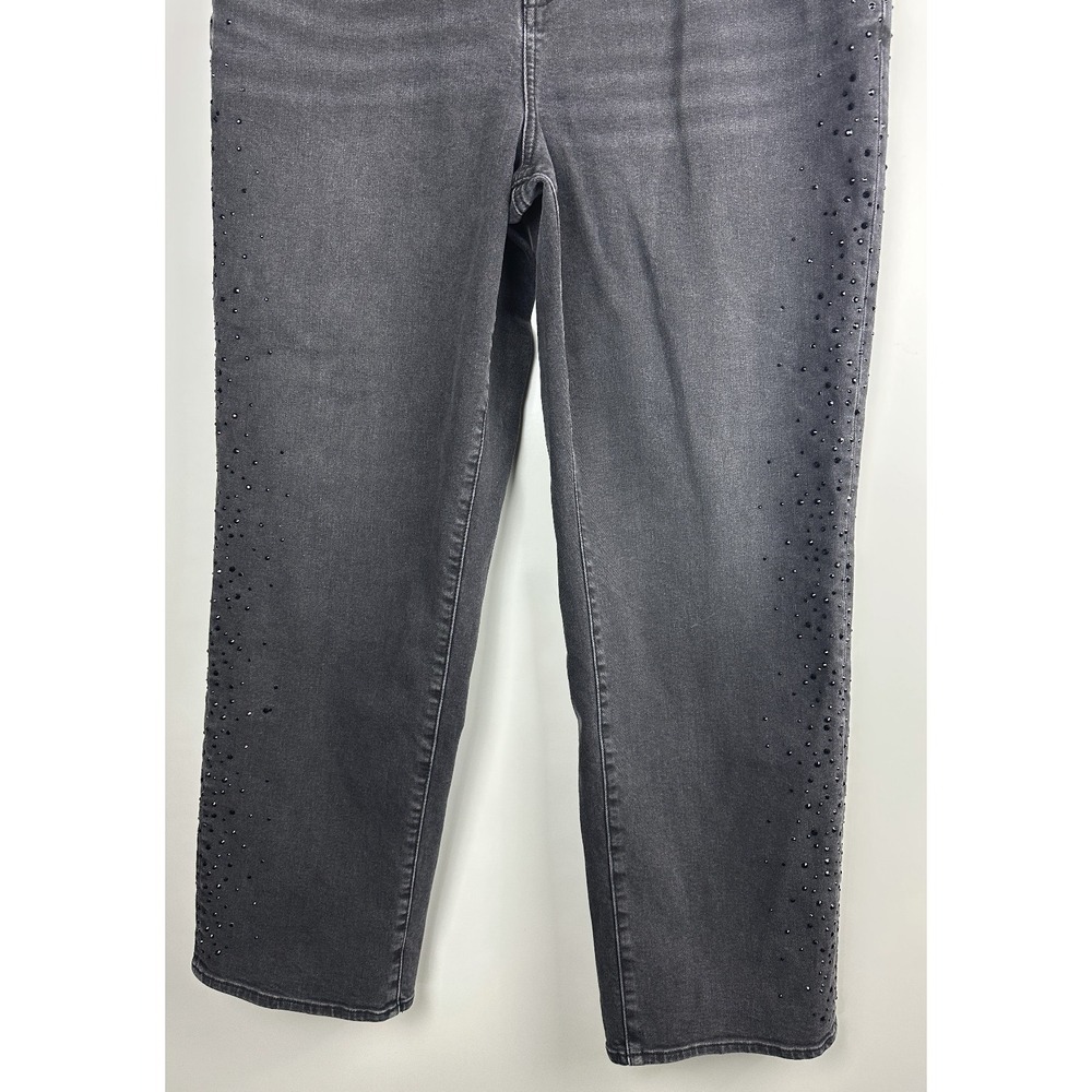 Talbots Embellished High Waist Relaxed Jeans Black Rhinestone Crystal Size 14 - Picture 5 of 16
